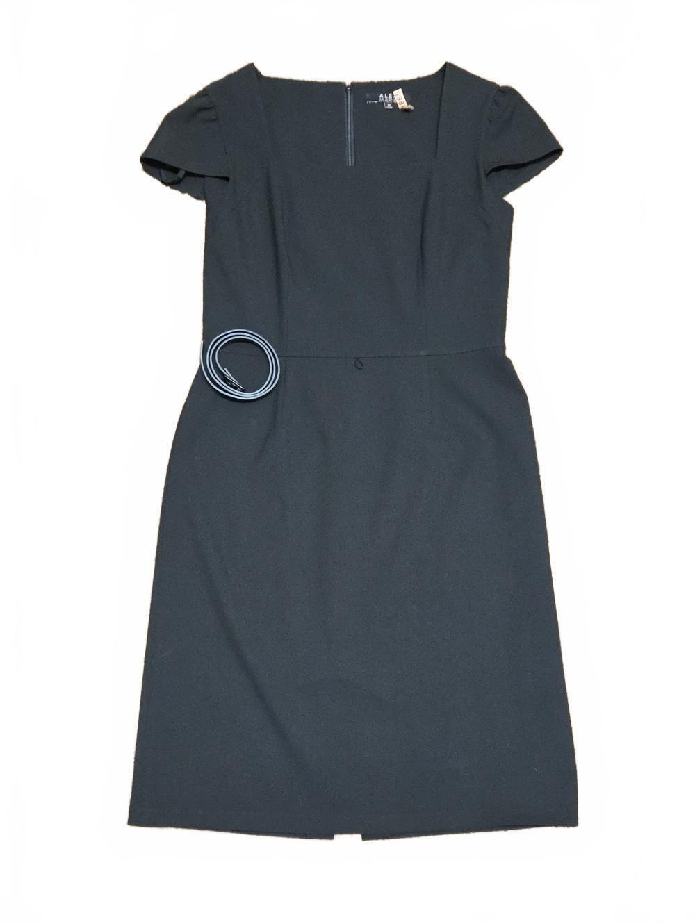 Alex Marie | Black Cap-Sleeve Midi Sheath Dress | 10